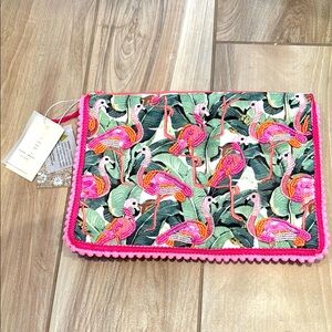 NWT Antik Kraft beaded flamingo Clutch